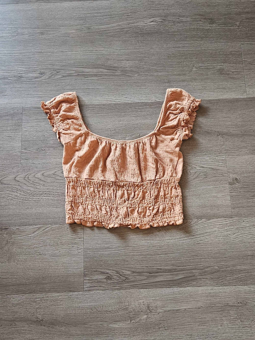 Billabong Peach Ruffle Smocked Crop Top